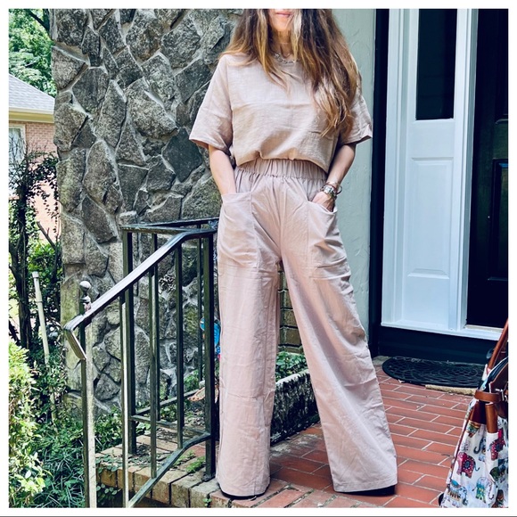 Most Fabulous Woven Cotton Front Pocket Pull on Wide Leg Pants - Picture 4 of 11